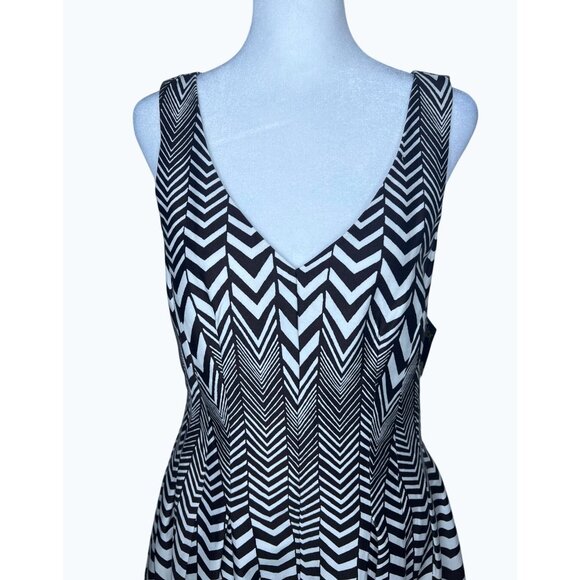 Taylor Womens Sleeveless Chevron Stripe Fit Flare Dress Size 6 - Picture 9 of 16
